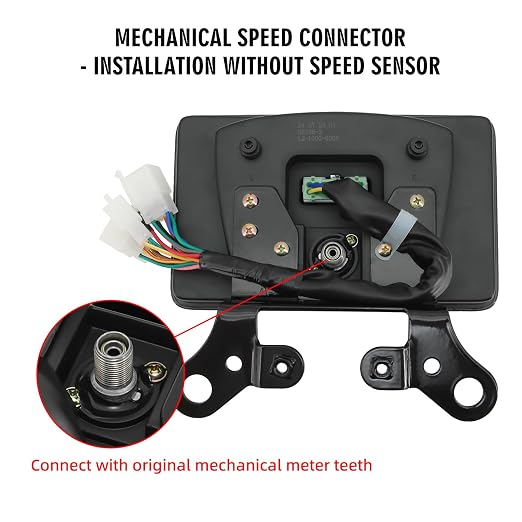 Motorcycle Speedometer Cluster Mechanical Digital Speedometer for Moto with LCD Screen Motorcycle Speedo Meter Dashboard with MPH, Tach, Odo, Oil Level, Time, 5 Gear, Volt