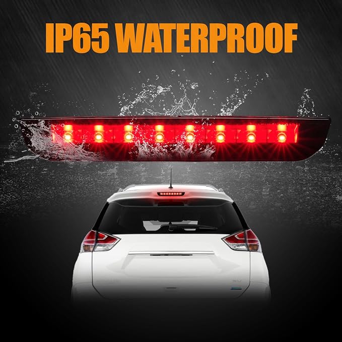 Third 3rd Brake Light LED for 2014-2019 Nissan Rogue, High Mount Rear Brake Lights Assembly for 14-19 Nissan Rogue, Waterproof Center Cab Lamp Stop Light (Black)