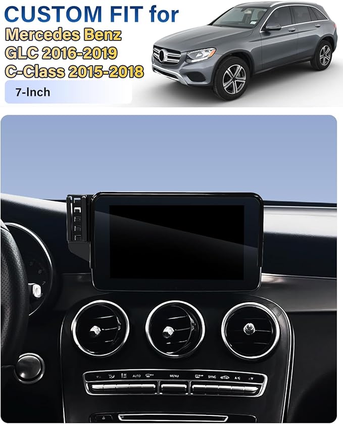 Phone Holder for Mercedes Benz GLC 2016-2019/C-Class 2015-2018 Accessories 7-Inch Screen Fixed Clip, Car Magnetic Phone Mount Compatible with MagSafe, Strong Magnets Fast Wireless Charger Phone Base