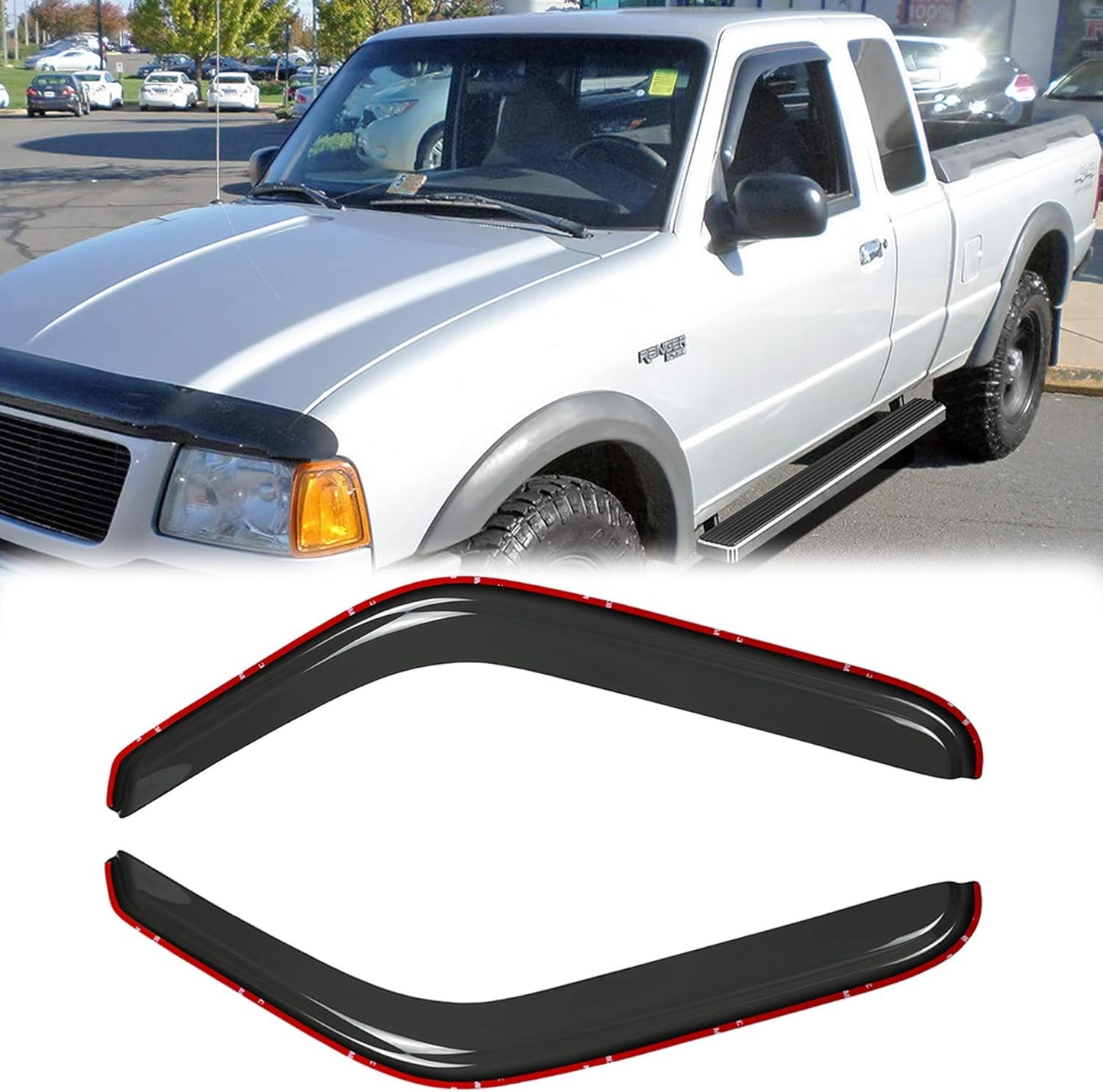 Side Window Visor Wind Deflector, 2pc in-Channel Nice Rain Guards Set fit for 1993-2011 Ford Ranger,1994-2010 Mazda B2300/B4000,1994-2008 Mazda B3000 with Standard/Extended Cab|92083