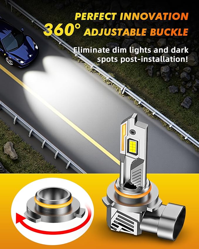 Termitor 9012/HIR2 Light Bulbs, 100,000LM 15X Super Brightness, 1:1 Mini Size with Cooling Fan, 6500K Cool White, Plug N Play, 95%+ Vehicle Adaptability, 9012 HID Daytime Running Light, Pack of 2