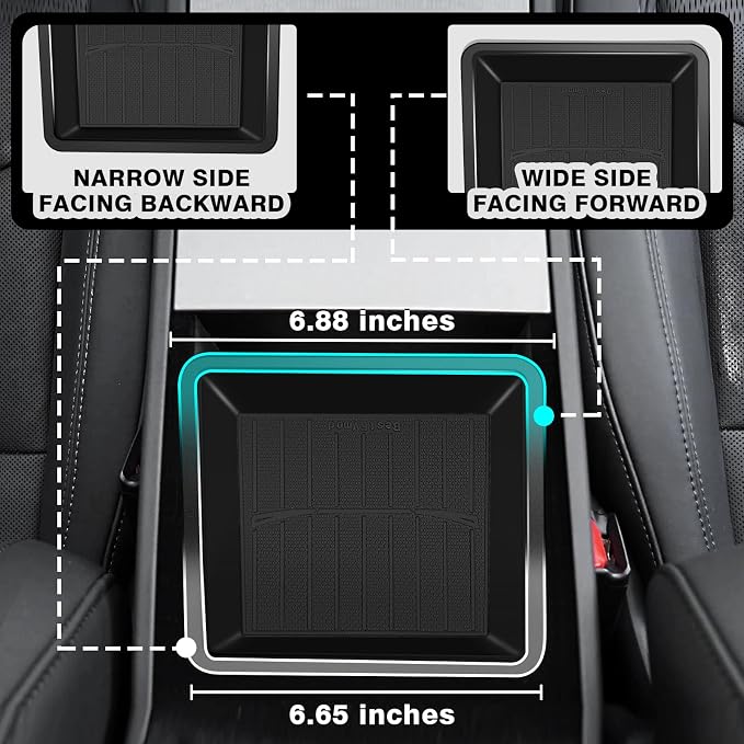BestEvMod 3PCS Center Console Organizer Fit for 2026 2025 Tesla New Model Y Juniper Accessories Slide smoothly Armrest Upper Storage Box Front Console Tray Wireless Charger Mat Silicone OEM Style