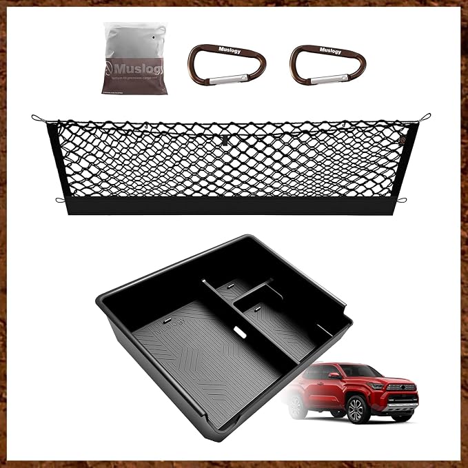 Muslogy Center Console Organizer & Cargo Net Compatible with 2025 Toyota 4Runner Accessories