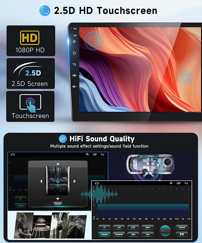 2G+64G Car Stereo Radio for Honda Civic 2006-2011 with Wireless CarPlay Android Auto, 10.1 Inch Android 13 Touch Screen Head Unit, HiFi Audio GPS Navigation WiFi Bluetooth SWC HD Backup Camera