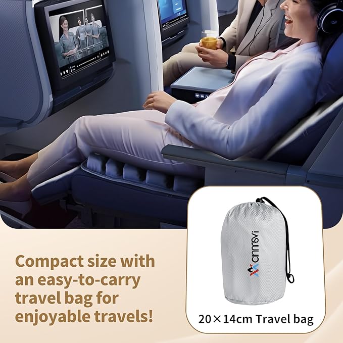 Inflatable Seat Cushion with Built-in Pump for Airplane Travel, Car & Office Chair - Portable Air Pad for Sciatica, Coccyx & Tailbone Pain Relief - 3D Air Cell Support for Long Sitting, 0.8lbs