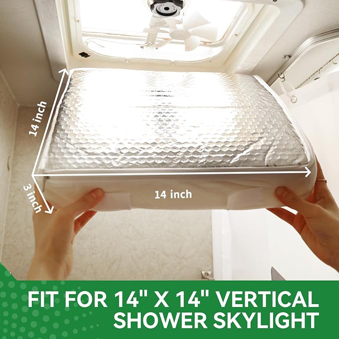 2 Pack RV Skylight Insulators 14" x 14" and 14" x 22" RV Vent Insulations for Vent Inside Camper Trailer, with Storage Bag