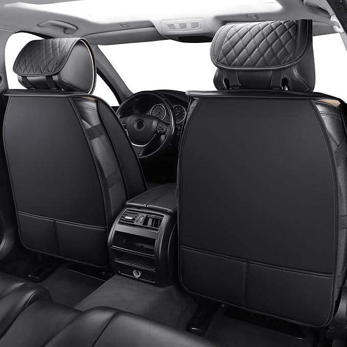 Aierxuan Front Seat Covers Universal Fit for Nissan Rogue Murano Maxima Pathfinder Kia Soul Forte Sorento Optima Honda Hyundai Buick Mazda Volvo Leather Protector(2PCS Front/Black-Red A)