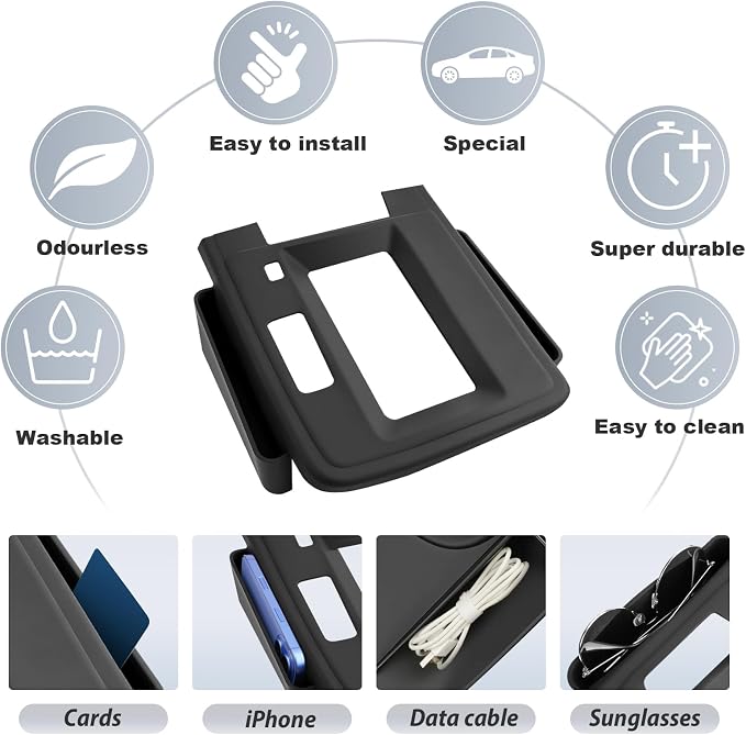 SKTU Upgrade for 2026 Toyota Corolla Cross Gear Shift Panel for 2026+ Toyota Corolla Cross (XLE/Hybrid XSE) Center Console Organizer 2026 Corolla Cross Accessories Rubber Passenger Side Storage Box