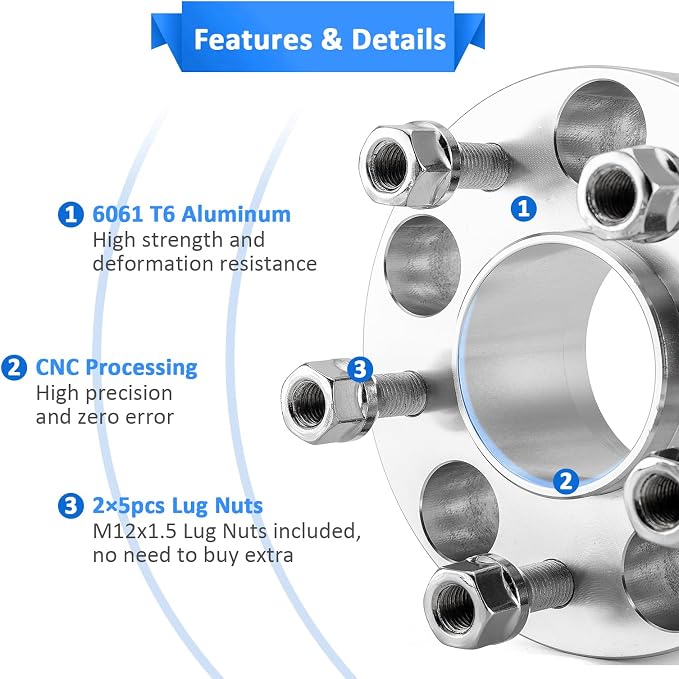 Wsays 2Pcs 2 Inch Wheel Spacer Adapter Compatible with Polaris RZR Pro Turbo R 4 2022-2026 5x114 Bolt Pattern M12x1.5 Thread Pitch