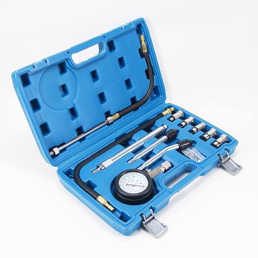AUTO Tools Petrol Gasoline Engine Cylinder Compression Tester Kit with M10 M12 M14 M16 M18