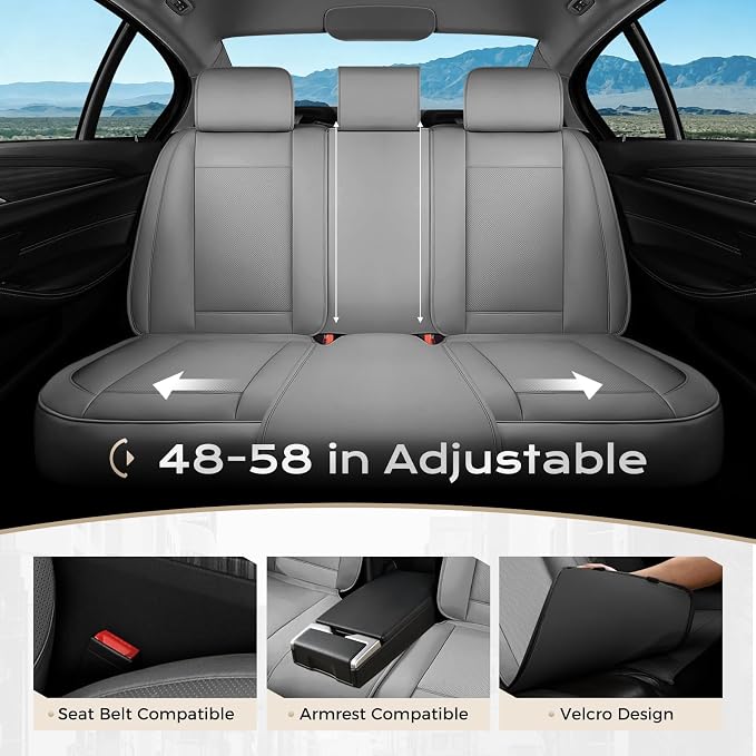 Coverado Car Seat Covers Full Set, Seat Covers for Cars, Front Seat Covers and Back Seat Cover Waterproof Leather Automotive Seat Cover, Universal Car Interior Protectors Cushion for Most Cars