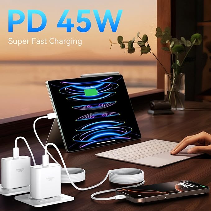 Phone 17 16 Pro Max Charger Fast Charging, 45W Super Fast USB C Charger Block with 6.6FT Charging Cable for 17 16 Pro Max/17 16 Pro/16 Plus,15 Pro Max/15 Pro/16, Android Phone
