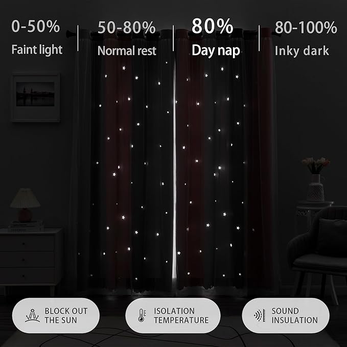 XiDi Girls Curtains for Bedroom 96 Inches Long 2 Panels Pink and Grey Ombre Rainbow Blackout Grommet Curtains for Little Girl Kids Room Decor Living Room, Princess Unicorn Wall Decals Drapes 52x96