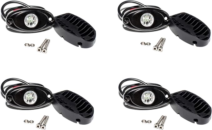 YONEDA 4 Pods Yellow Rock Lights 6000K 3LED Bright LED Underglow Lights IP68 Waterproof for Trucks SUV UTV ATV RZR Car Boats Pickup Motorcycle