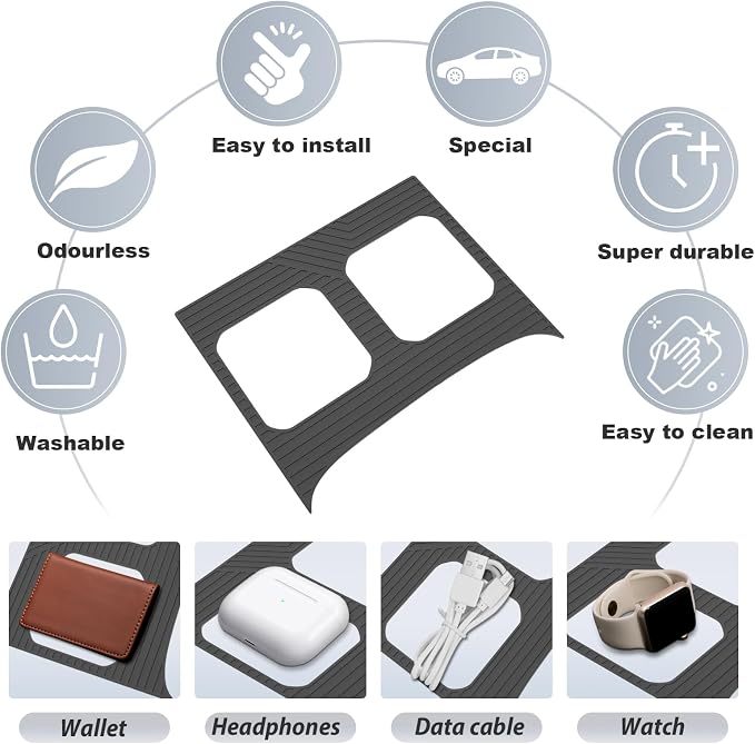 SKTU for 2027 Kia Telluride Wireless Charging Mat 2027+ Telluride Center Console Non-Slip Mat Kia Telluride 2027 Accessories 2027 Telluride Rubber Console Pad-Durable