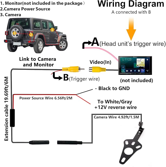 NATIKA Backup Camera for 2007-2018 Jeep Wrangler JK: Starlight Night Vision 720P AHD and TVI Waterproof HD Spare Tire Mount Backup Reverse Rear View Camera for Jeep Wrangler JK 2007-2018