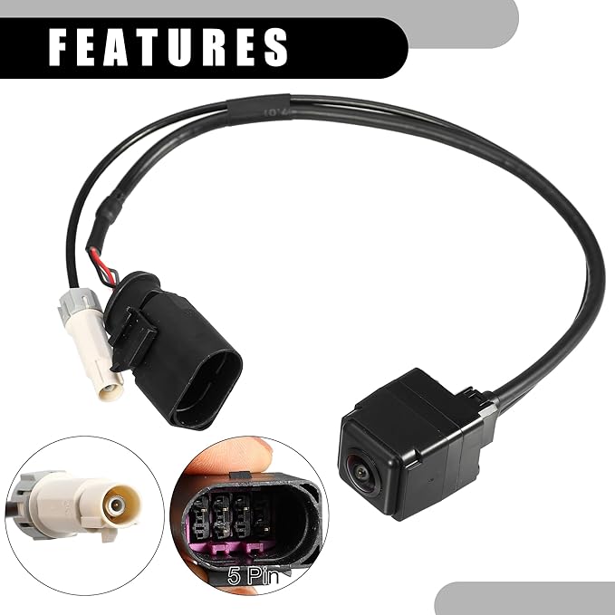 Rear View Back Up Camera No.95B980551L - Car Rear Park Assist Reverse Camera - for Porsche Macan 2015-2020 Plastic Black - 1 Pc