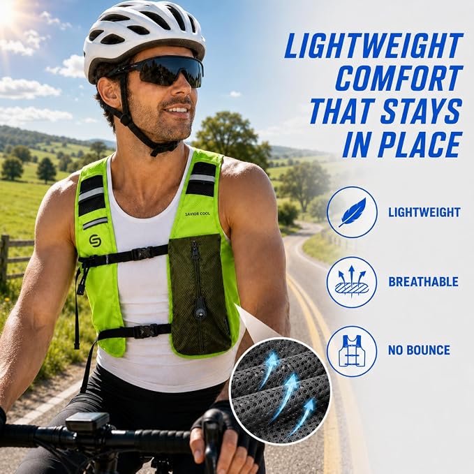 Cooling Hydration Vest with 2L BPA-Free Water Bladder, Running Vest with 3 Removable Cooling Packs, Lightweight Outdoor Hydration Pack for Hot Weather, Hiking, Cycling, Training