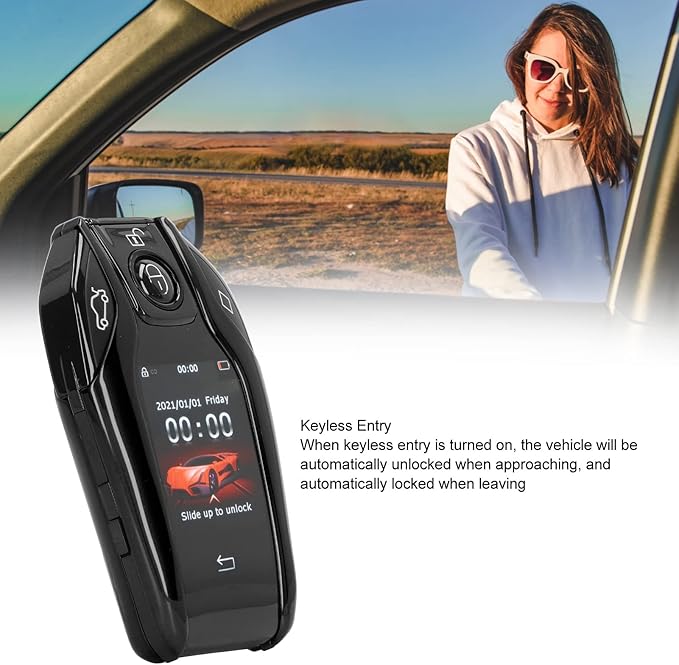 Greensen Universal TK800+ LCD Touch Screen Smart Key, Alloy Frame, Keyless Entry with 15 Days Standby for Start Stop Engine Vehicles (Black)