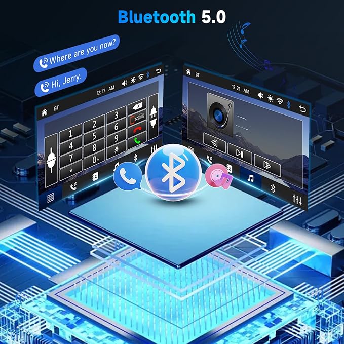 Upgraded Double Din Car Stereo with Wireless Carplay Android Auto, 7 Inch IPS Touch Screen Radio with Bluetooth 5.0, Mirror Link,FM, SWC, Dual USB Port+Type-C Charging +HD Backup Camera