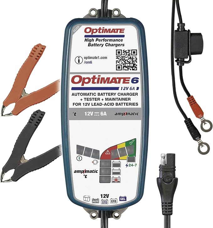 Optimate 6 AmpMatic - 12V 6A, High Performance Automotive Battery Charger & maintainer for premium AGM, Deep-Cycle Batteries (TM-361)