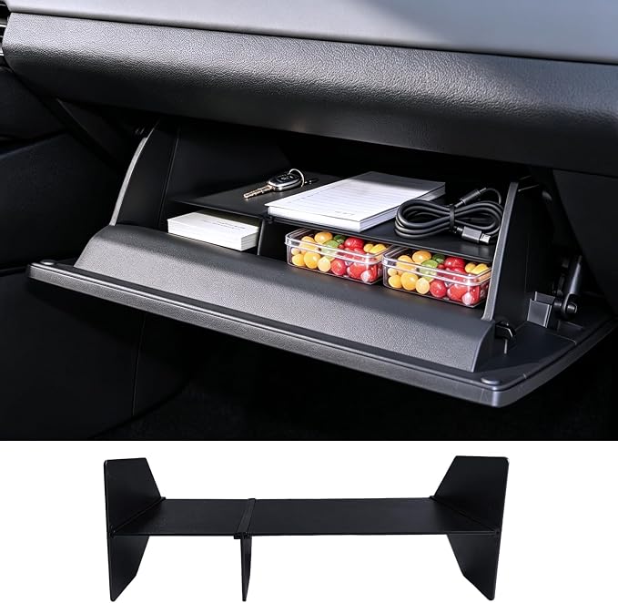 For 2026 Toyota RAV4 Center Console Passenger Glove Box Divider Organizer ABS Material Easy to Pick Up&Install, 6th Gen Hybrid&Plug-in Hybrid Interior Accessories