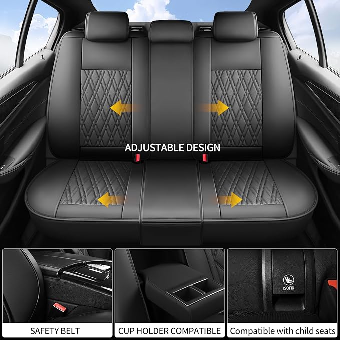 Car Seat Covers Compatible with Ford Taurus 2002-2019 - Waterproof & Breathable Luxury Leather All-Weather Seat Cushions Protectors,Only 2 Front seat Covers (Black)