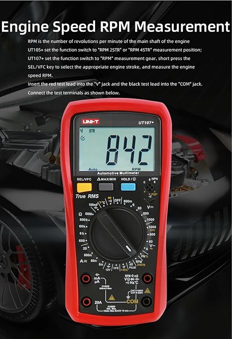 UNI-T UT107+ Digital Multimeter, Pocket-Sized Mini Voltage Tester, AC/DC Voltage & Current, Resistance, Continuity, Diode Test, CAT III 600V Safety, with Test Leads & Case for Home DIY, Car Repair