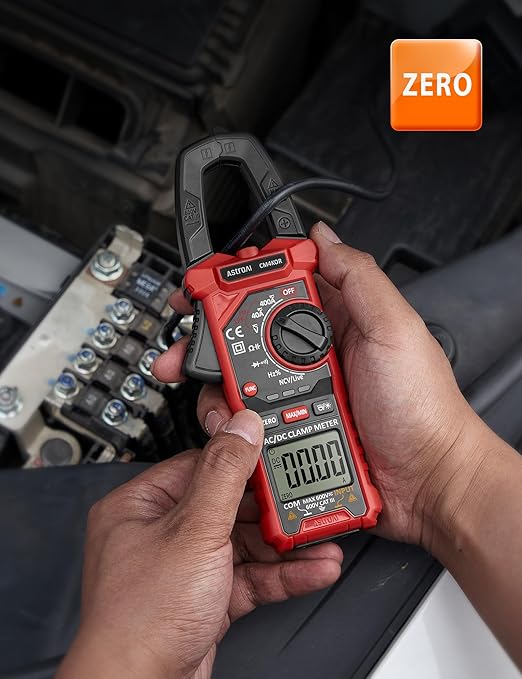 AstroAI Digital Clamp Meter Multimeter 4000 Counts Auto-ranging Amp Tester Measuring AC/DC Voltage & Current, Resistance, Capacitance, Frequency, Continuity, Live Wire Test, NCV Detection, Black