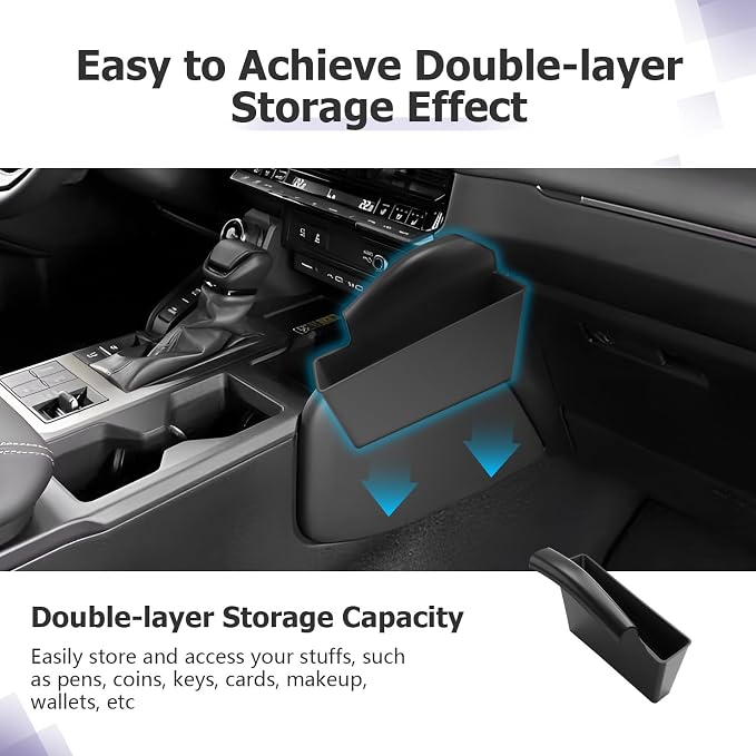 LUWU Center Console Organizer for 2024 2025 2026 Toyota Land Cruiser Accessories Armrest Storage Box Tray Passenger Side Organizer Insert Tray ABS Material Land Cruiser 250 2025 2026 Accessories