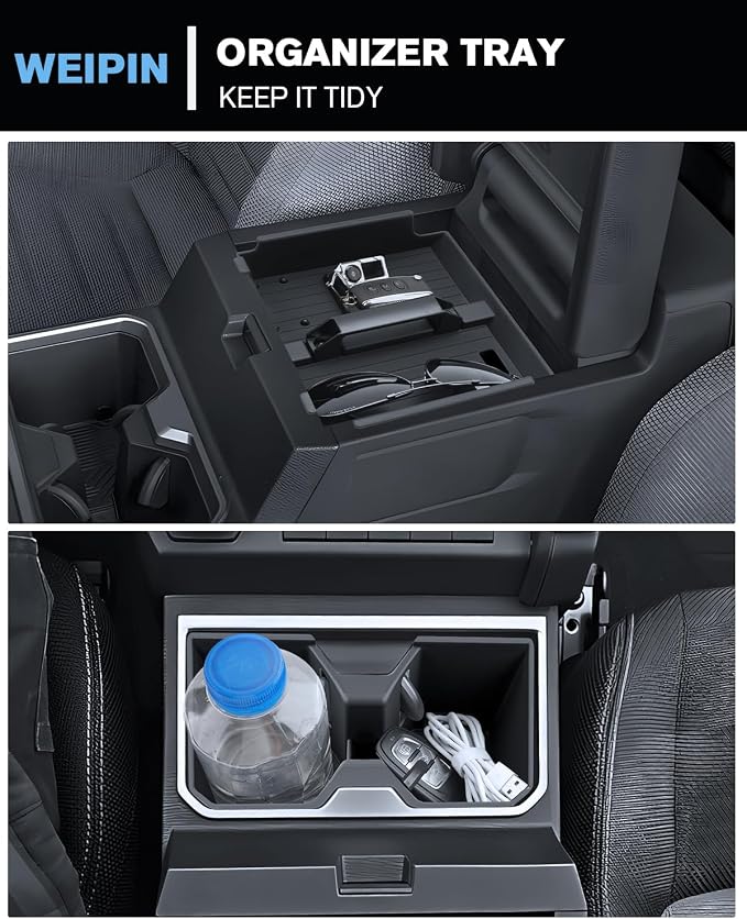 for 2Pcs Center Console Armrest Organizer Tray ABS Materials& Silicone Cup Holder Insert Compatible with 2025-2026 Toyota 4runner - 6th Gen 4Runner