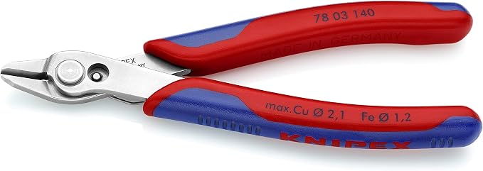 KNIPEX Electronics Super Knips XL (5.5-Inch), Blue and KNIPEX Long Nose Pliers With Cutter (2612200), Multi-Colour, 8 inches Bundle