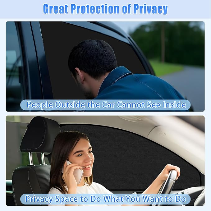 ZATOOTO Car Window Shades for Front Side Window Suede Sun Shade for Privacy, 2PCS Side Window Curtains UV Protection, Car Window Cover for Block Out Light for Camping, Sleeping, Cloth Changing