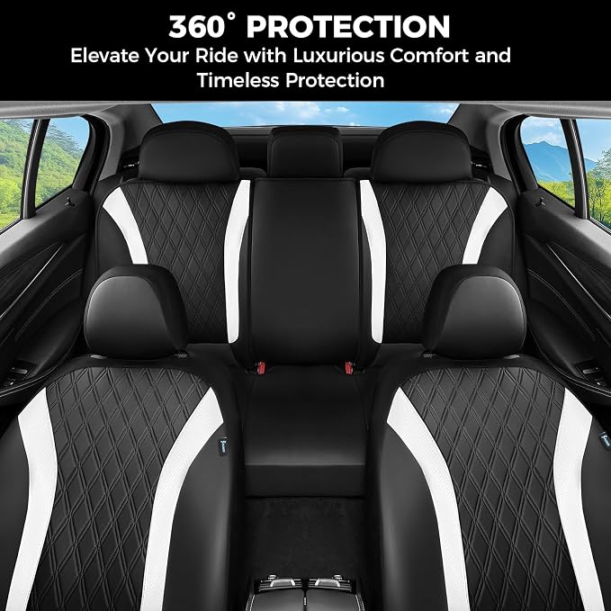FLORICH Seat Covers, Car Seat Covers Full Set, Waterproof Leather Car Seat Protector, Front and Rear Seat Covers for Cars, Automotive Seat Covers Universal Fit for Most Cars Truck SUV