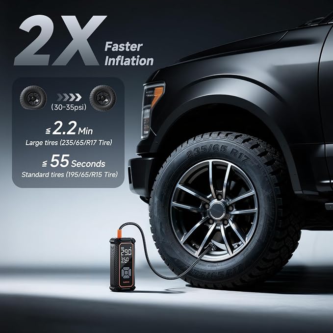 OlarHike Cordless Tire Inflator Bundle - 6000mAh & 9000mAh Dual Power Portable Air Compressors (150PSI), with LED Light & Digital Gauge - Perfect for Car, Bike, Motorcycle Tires