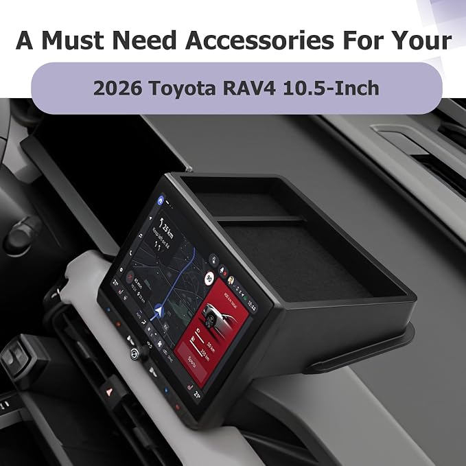 LUWU 2026 RAV 4 Dashboard Storage Tray Compatible with 2026 Toyota RAV 4 Accessories Behind Screen Organizer 2026 RAV4 LE/XLE Accessories Display Box Silicone Material [ONLY for 10.5’’ Screen]