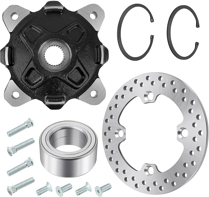 Front Wheel Hub Bearing Stud Brake Rotor Kit for Polaris RZR 900 800-4 570 Ranger 800 Diese-l 900 700 ACE 570 900 5137659-067 3515090 5254999 7517871