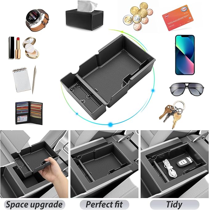 SKTU for 2025 2026 2027 GMC Terrain Center Console Organizer for 2025 2026 2027 GMC Terrain Console Tray [Large Capacity] GMC Terrain 2025 2026 2027 Accessories ABS Console Organizer-Durable