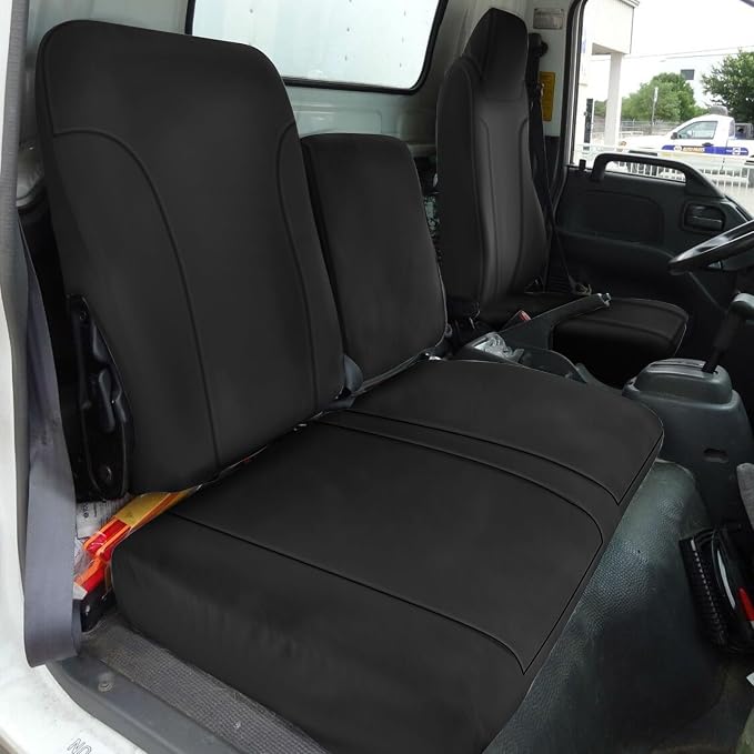 Truck Seat Cover Compatible with 1995-2005 Isuzu NPR Front 40/60 Split Bench Seat Cover (Black, 1995-2005)