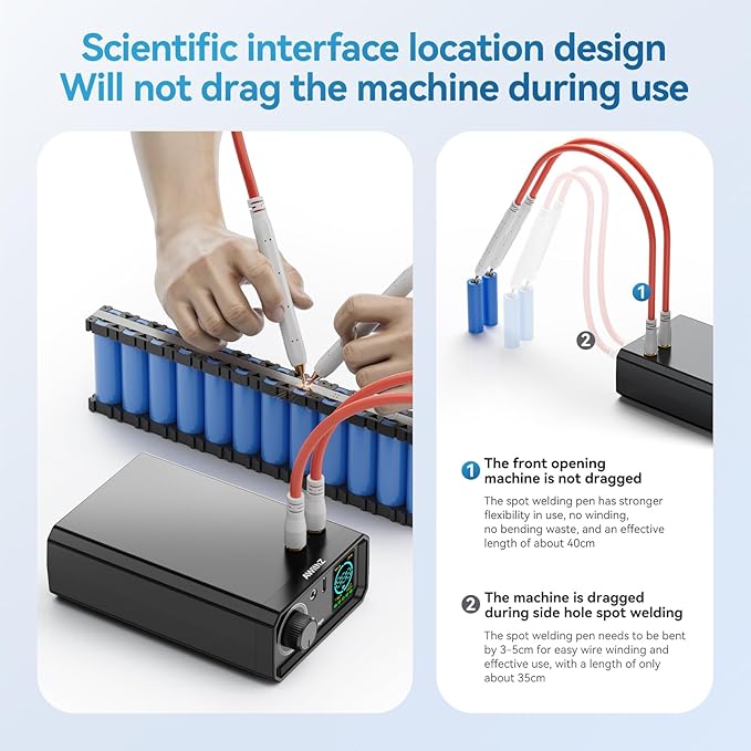 9000W Battery Spot Welder, Rotary Knob Operation 100 Gears Adjustable Foot Pedal Operated, 0.1-0.3mm Spot Welder with Dual Pulse Output, Portable Spot Welder for Making DIY Battery Packs (UK1)