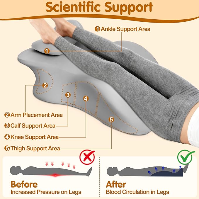 MYFAMIREA Memory Foam Ergonomic Wedge Pillow for Adults - Prone Pillow for Bed Sleeping, Reading, Memory Foam Ergonomic Cushion for Back Support, Sitting Up and Back Pain, with Removable Cover (Gray)