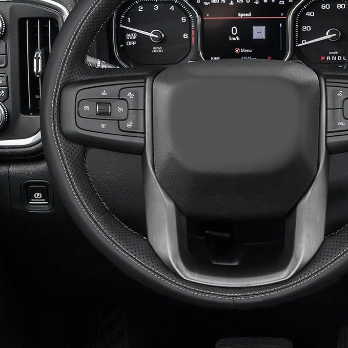 MEWANT Hand Stitch 3D Style Steering Wheel Protector Wrap Cover for GMC Sierra 1500 2019-2023/Sierra 1500 Limited 2022/Sierra 2500 2020-2024/Sierra 3500 2020-2024/Yukon 2021-2023