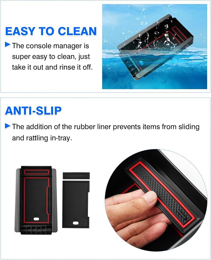 Autorder Center Console Organizer for 2023-2026 Toyota Prius Accessories Armrest Storage Box Secondary Insert Tray with 2 Color Mats