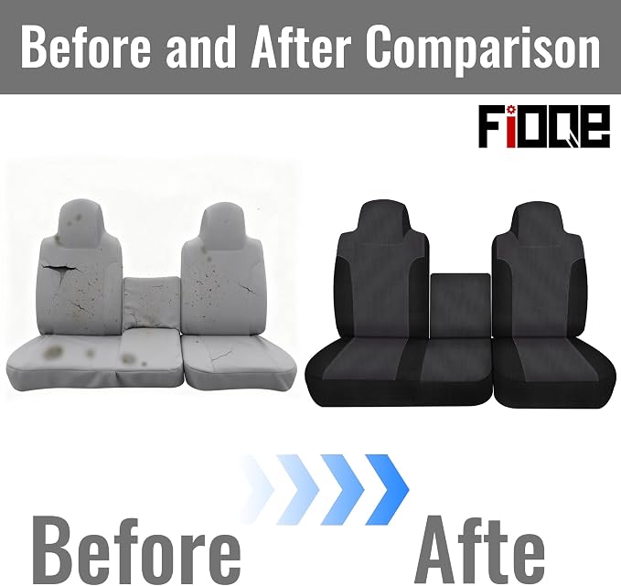 Knitted Fabric Seat Cover for Isuzu NPR 2006-2025, Front 40/60 Split Bench Protector Seat Cover, Easy to Installation-Black