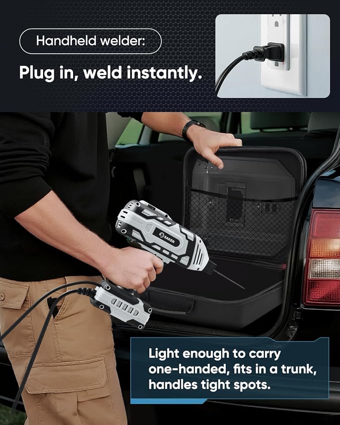 Saker Portable Welder Handheld Welding Machine with 5-Level Current Adjustment, IGBT ARC Welder Gun with 40 Welding Rods, 110V Plug & Play for DIY Home Garage Metal Welding
