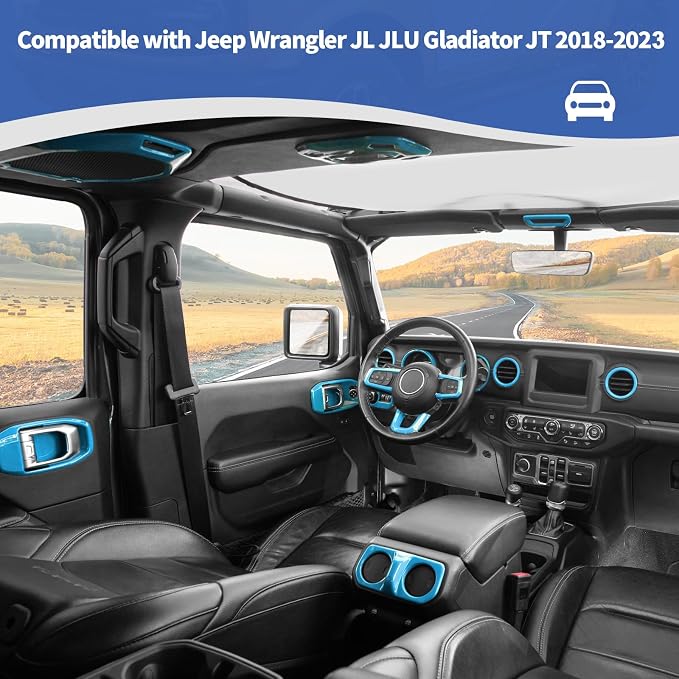 RT-TCZ for Wrangler JL Interior Trim Kit Compatible with Jeep Wrangler JL JLU Gladiator JT 2018-2023 Baby Blue Interior Accessories 23pcs