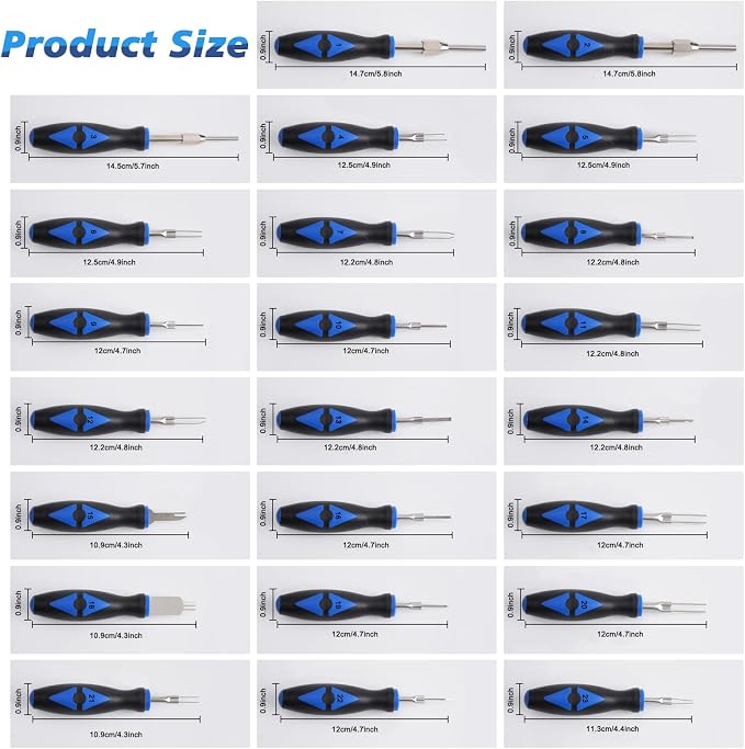 23PCS Universal Terminal Removal Tool Kit, Pin Electrical Terminal | Wire Connector Removal, Terminal Release Electrical Connector Removal Tool Kit for American Domestic and Imported Vehicles
