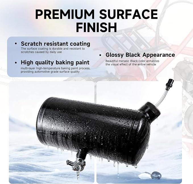 Upgraded beveled design 10x4.5" Aluminum alloy welding Gas Fuel Tank Cylinder(Premium Glossy Paint Finish Black) For Predator 212cc 196cc/6.5HP Go Kart & Mini Bike,For Coleman CT200U BT200X CT200u-ex