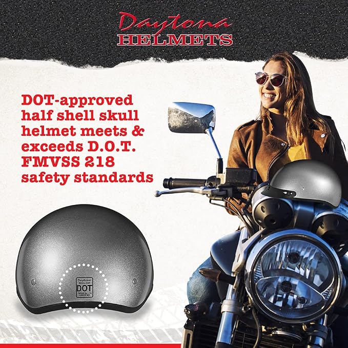 Motorcycle Helmet Half Skull Cap - Lightweight & Stylish DOT Approved Helmets for Adults - Perfect for Men and Women Riders - Comfortable & Secure Fit- Stylish Protection for Everyday Riding