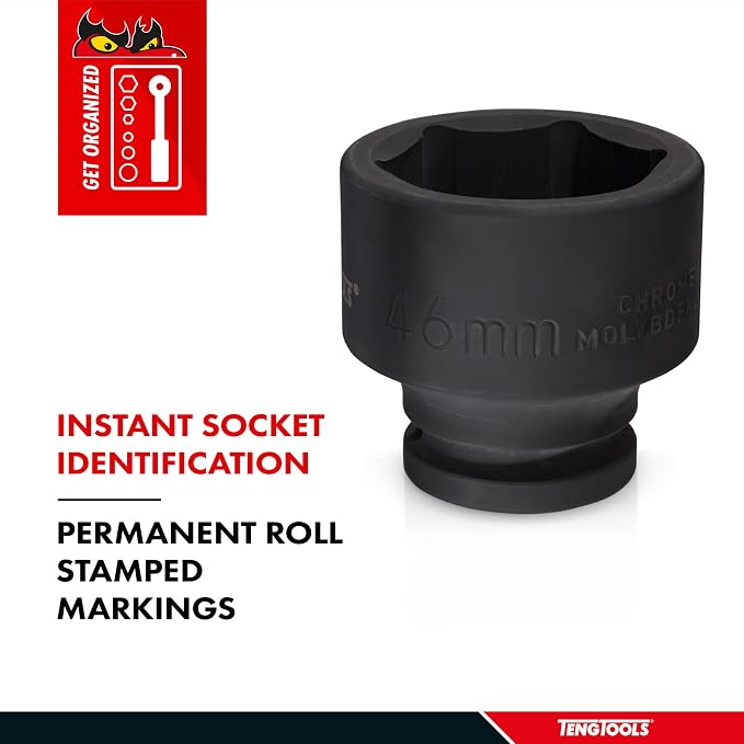 Teng Tools 70MM 1 Inch Drive 6 Point Metric Shallow Chrome Molybdenum Impact Socket | Mechanic Tool | Hand Tool - 910570
